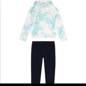BCBG girls youth plush hoodie and black legging set - 2 pc size 10/12